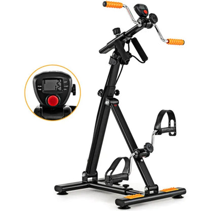 Multi-Functional Senior Fitness Machine - Full-Body Low-Impact Workout + Hand/Foot Massage, Black+Orange