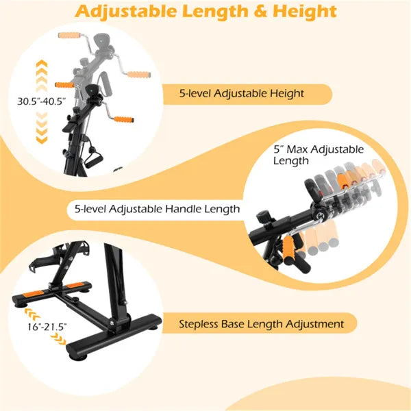 Multi-Functional Senior Fitness Machine - Full-Body Low-Impact Workout + Hand/Foot Massage, Black+Orange