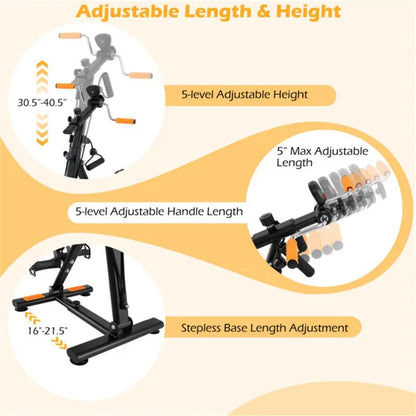 Multi-Functional Senior Fitness Machine - Full-Body Low-Impact Workout + Hand/Foot Massage, Black+Orange