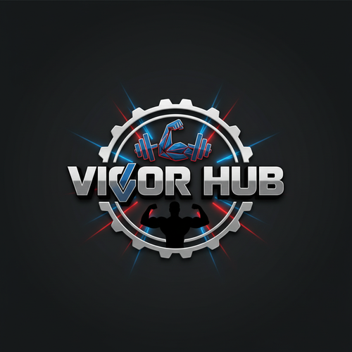 Vigor Hub (Fitness and bodybuilding theme logo)